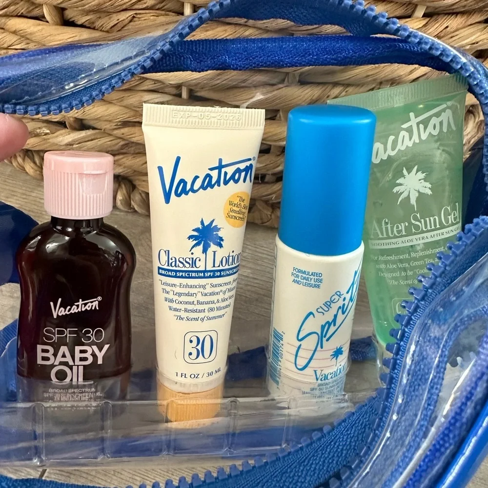 Blue Transparent Crossbody Bag with Vacation Travel Set